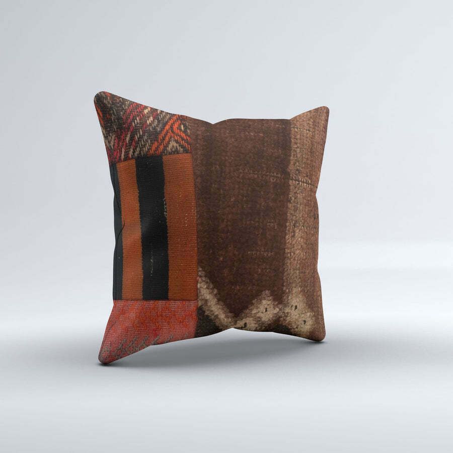 Carpet Cushion Cover, Pillow Case 40x40 Cm Turkish Kilim, Handmade 40912 photo for sale