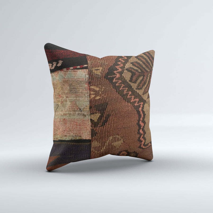 Carpet Cushion Cover, Pillow Case 40x40 Cm Turkish Kilim, Handmade 40910 photo for sale