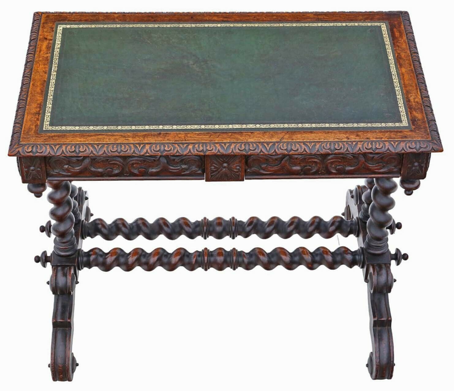 Fine Quality Antique Carved Oak Writing Table   19th Century Desk Side Dressing photo Furniture