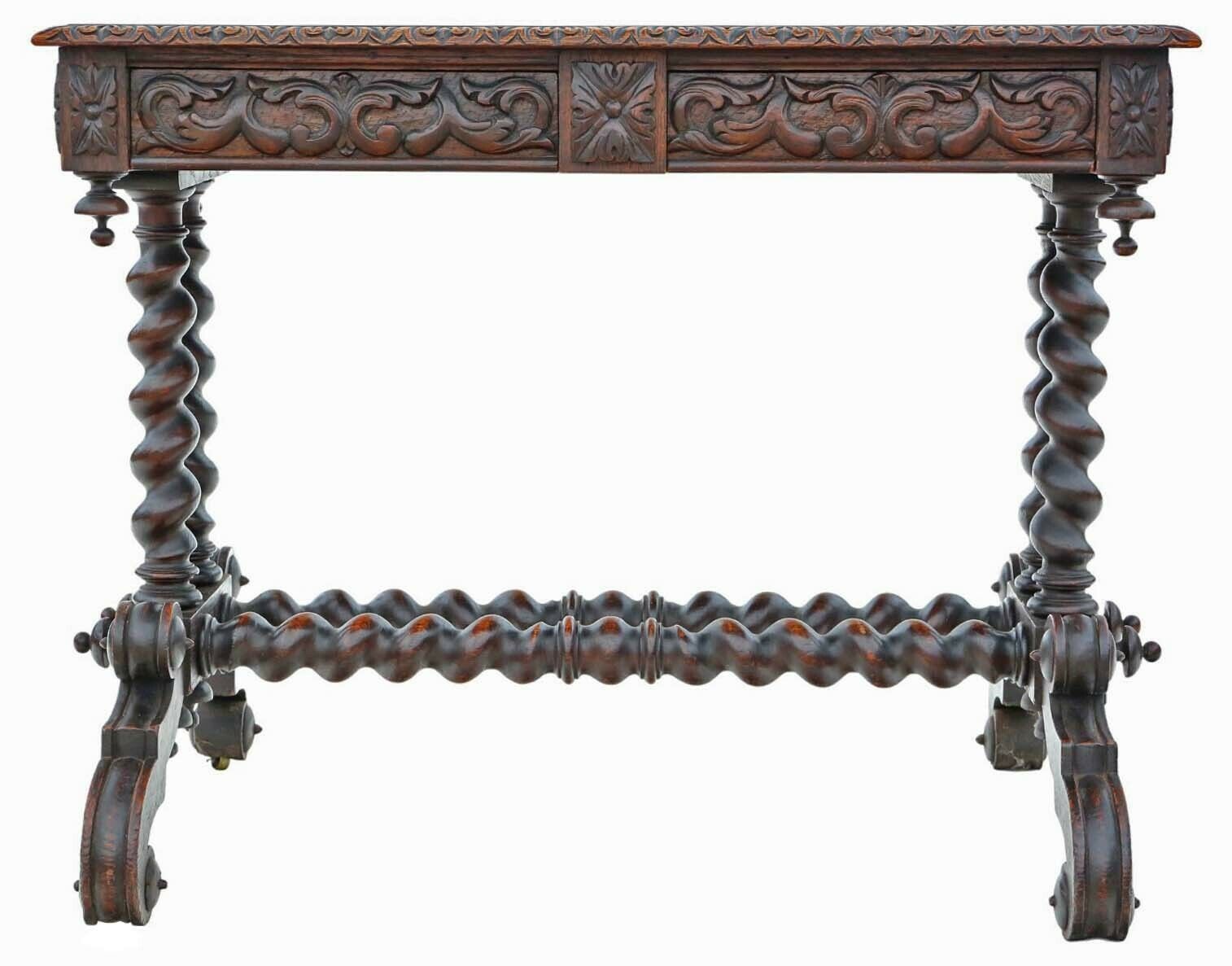 Fine Quality Antique Carved Oak Writing Table   19th Century Desk Side Dressing photo 1995.0