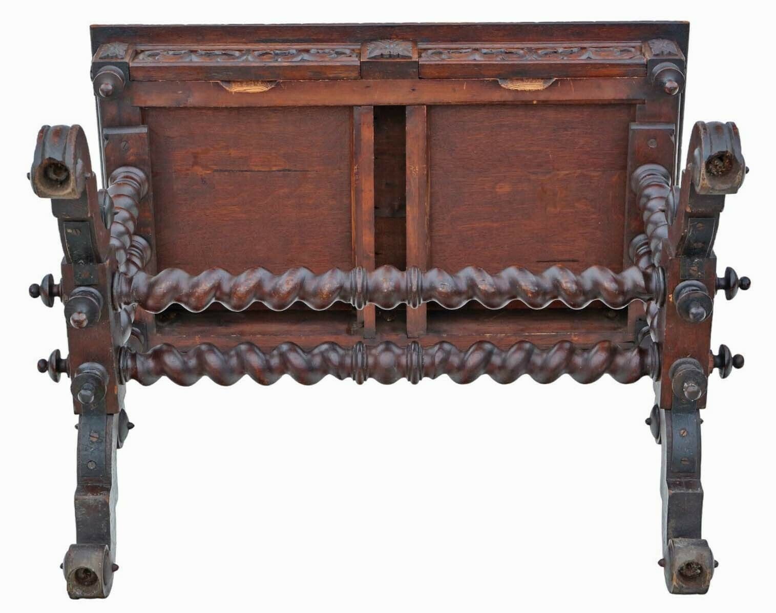 Fine Quality Antique Carved Oak Writing Table   19th Century Desk Side Dressing photo vintage