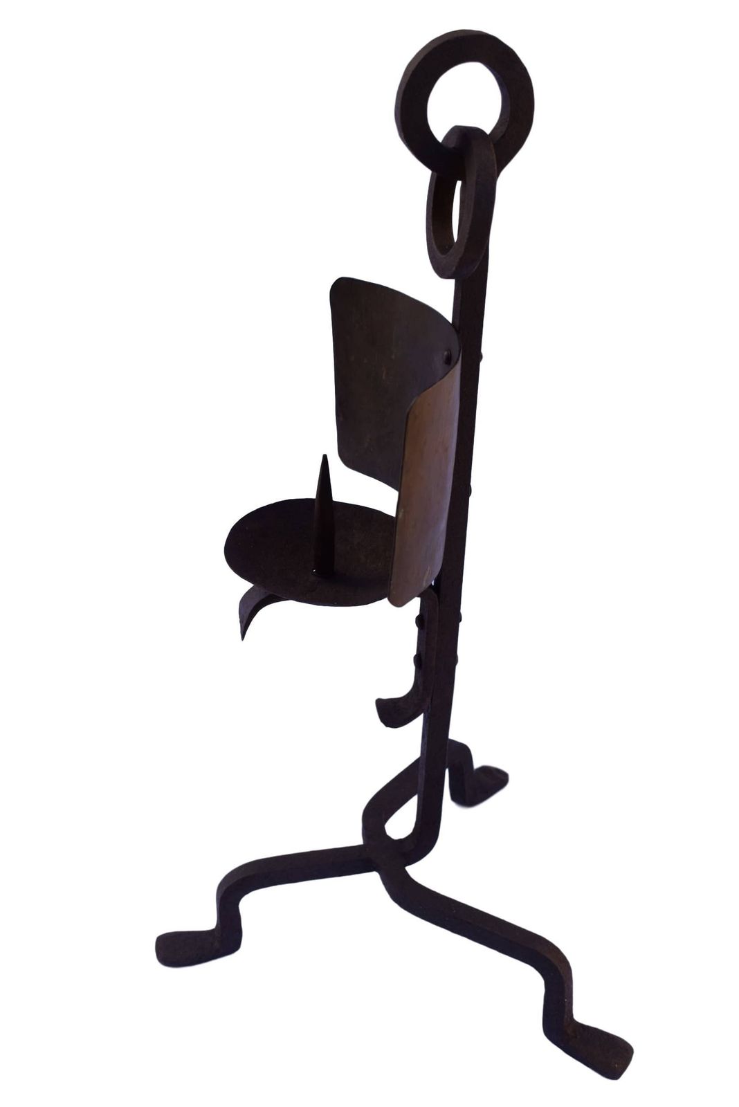 French Antique Gothic Wrought Iron Candle Holder Candlestick   Church Candelabra Spike   Arts & Crafts Floor Standing Candle Stick Holders photo for sale