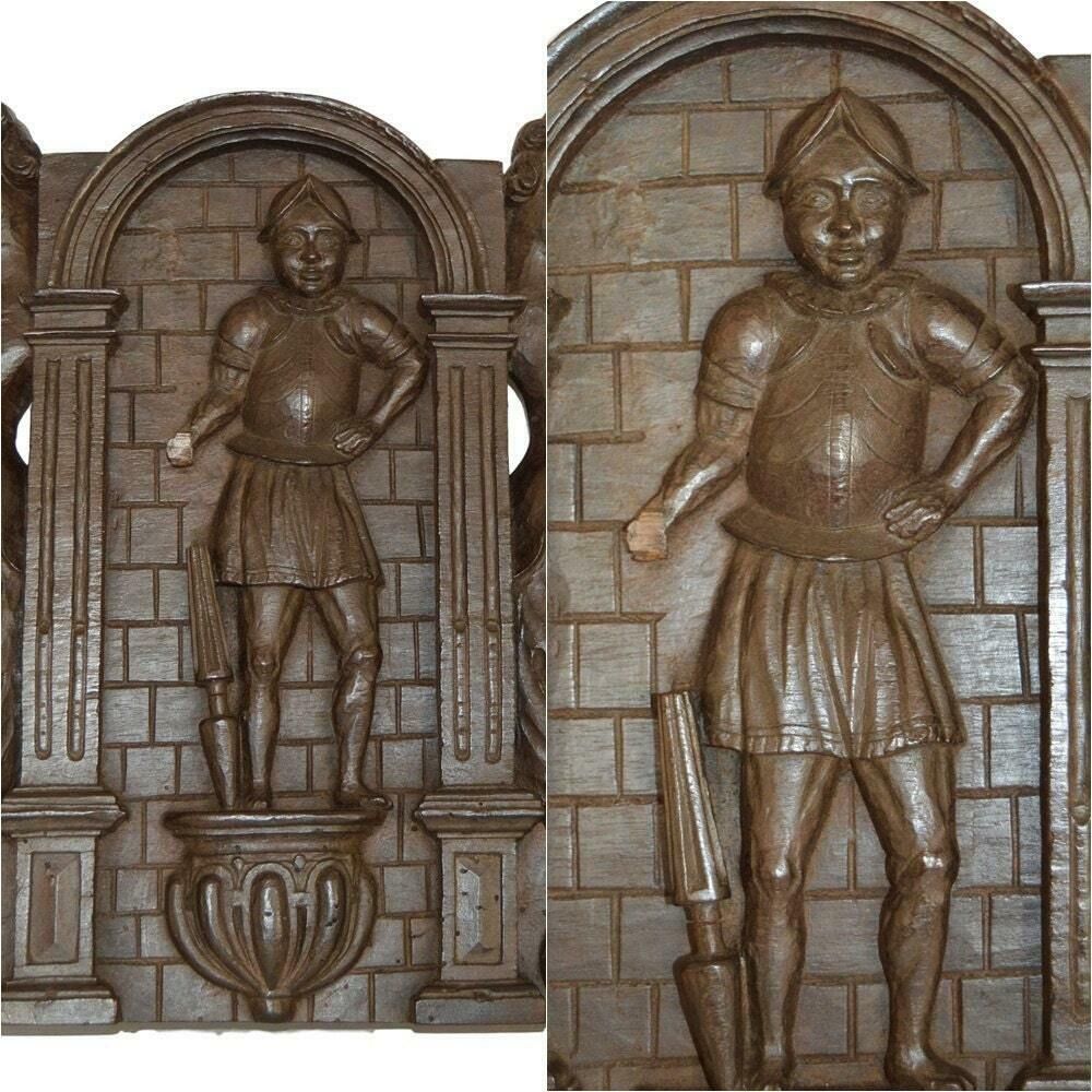 1700's French Antique Gothic Architectural Hand Carved Wood Crest Pediment photo for sale