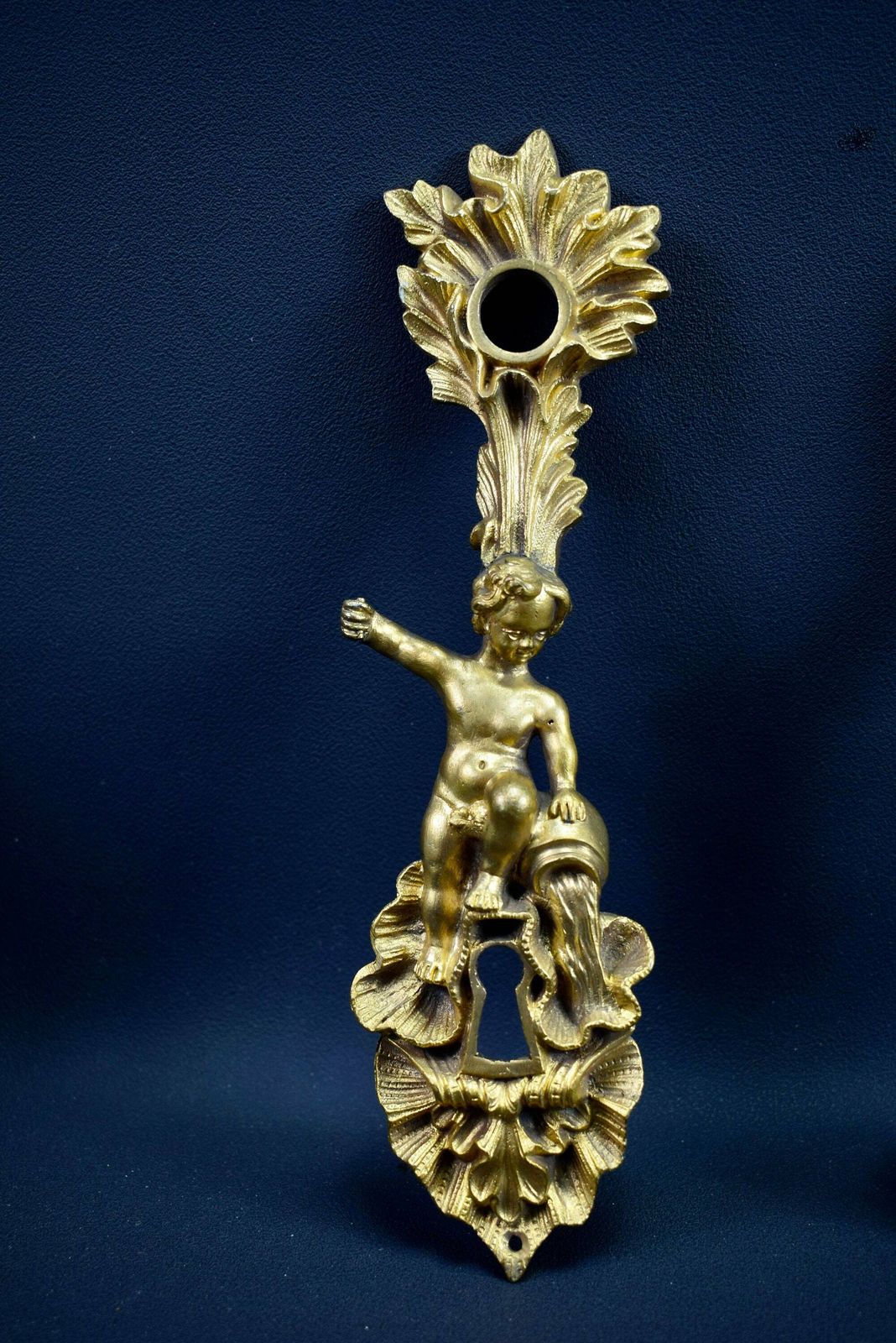 Antique French Bronze Angel Door Back Plates Knob 18th photo furniture