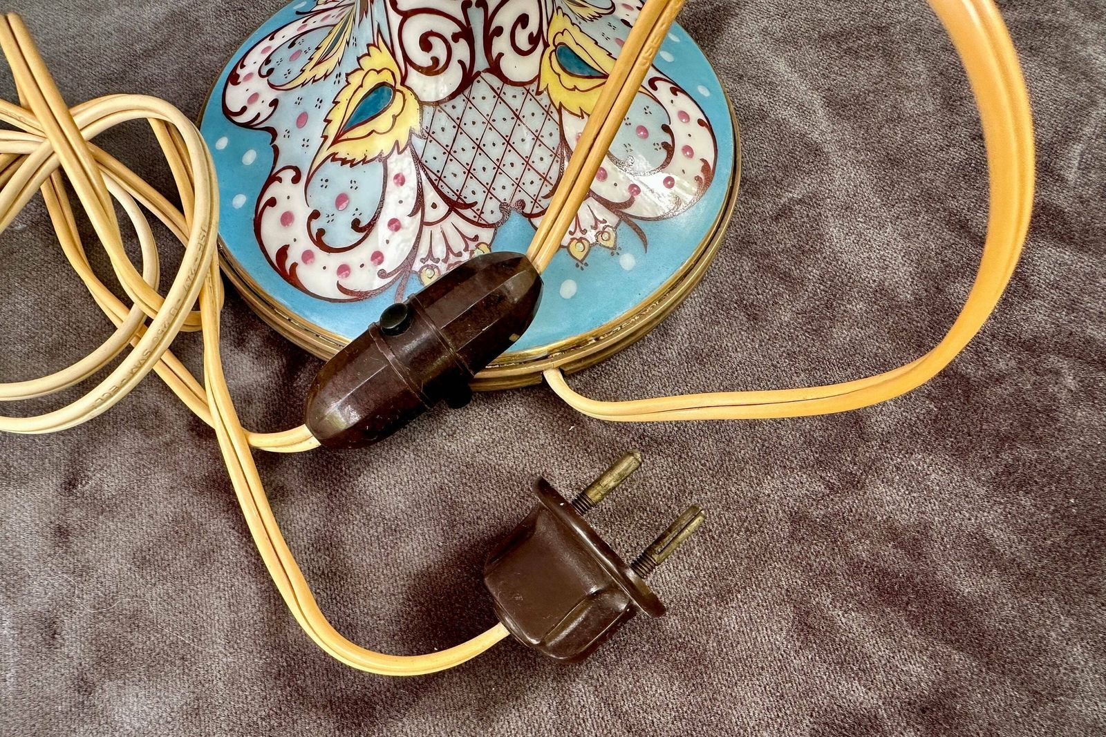 Art Nouveau Limoges French Porcelain Lamp Stand photo vintage