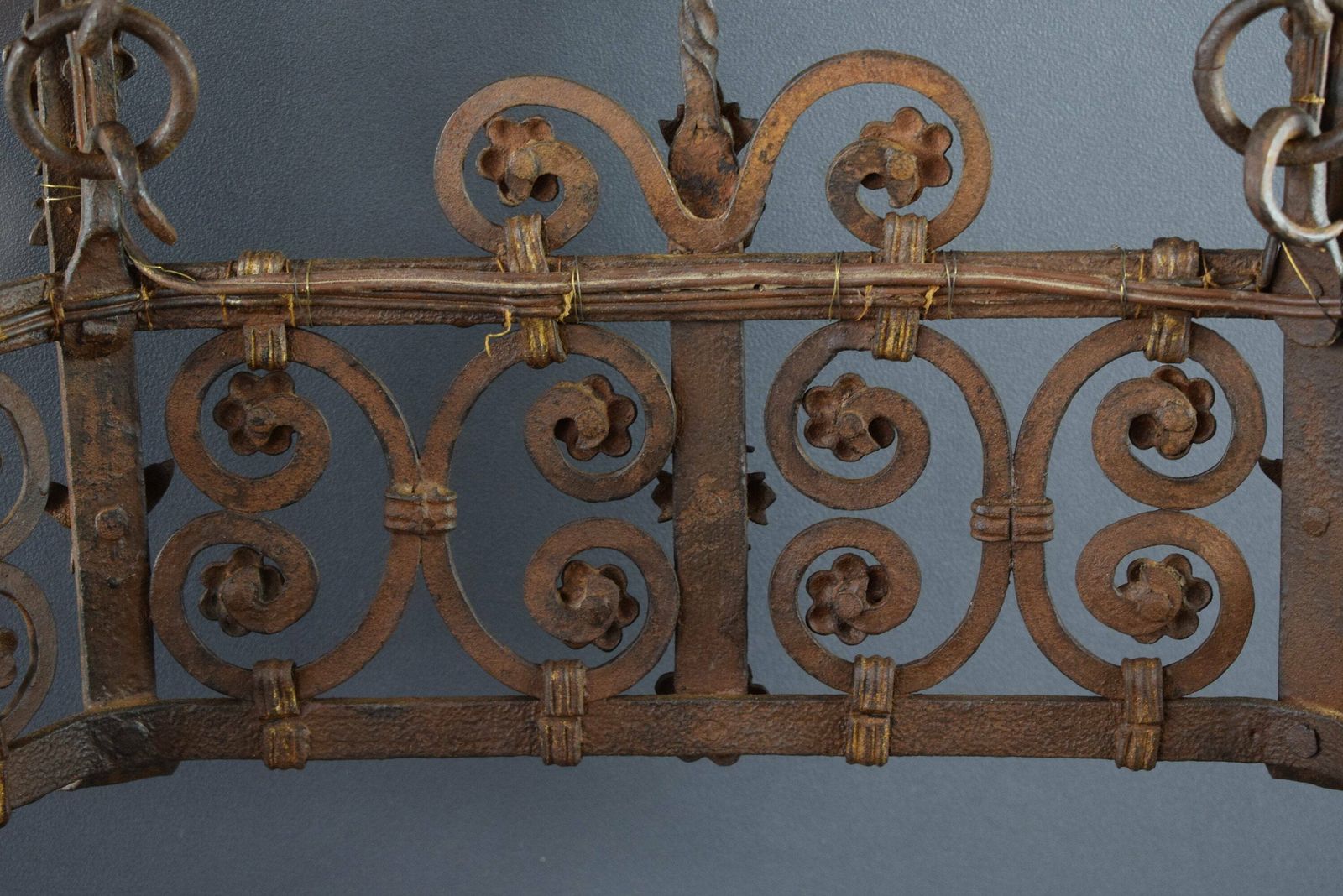 French Antique Large Chandelier High Period Wrought Iron photo 2460.0
