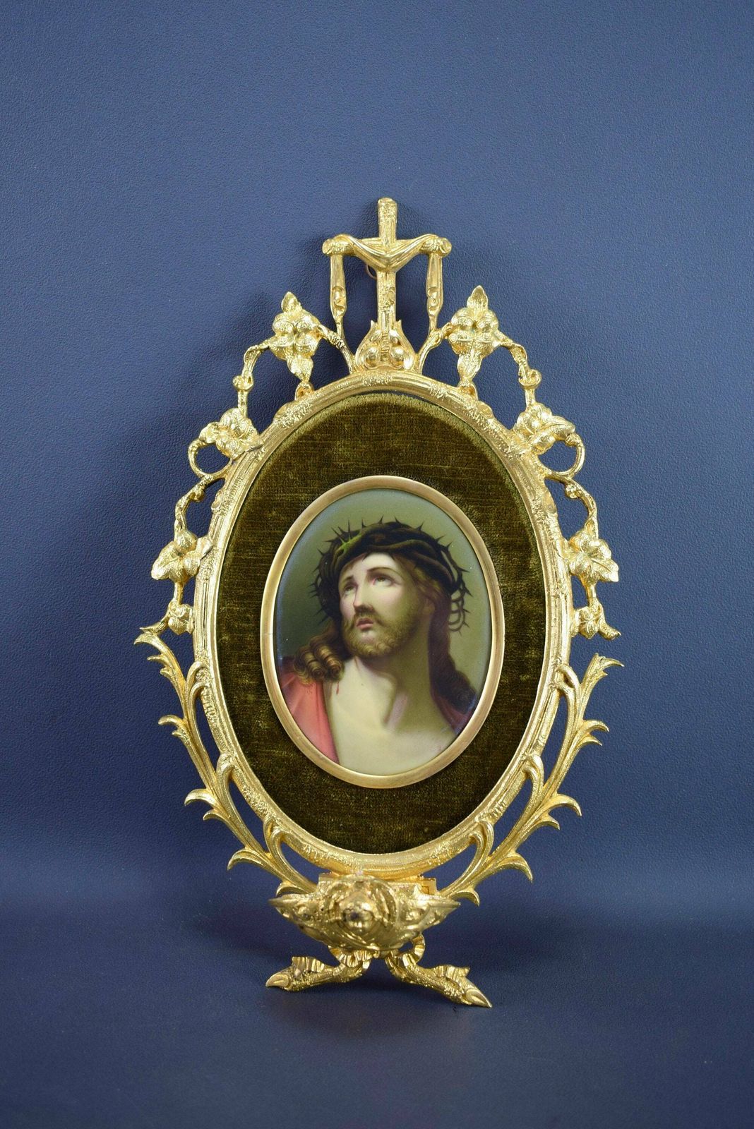 Vintage Antique Large French Holy Water Font Face Of God