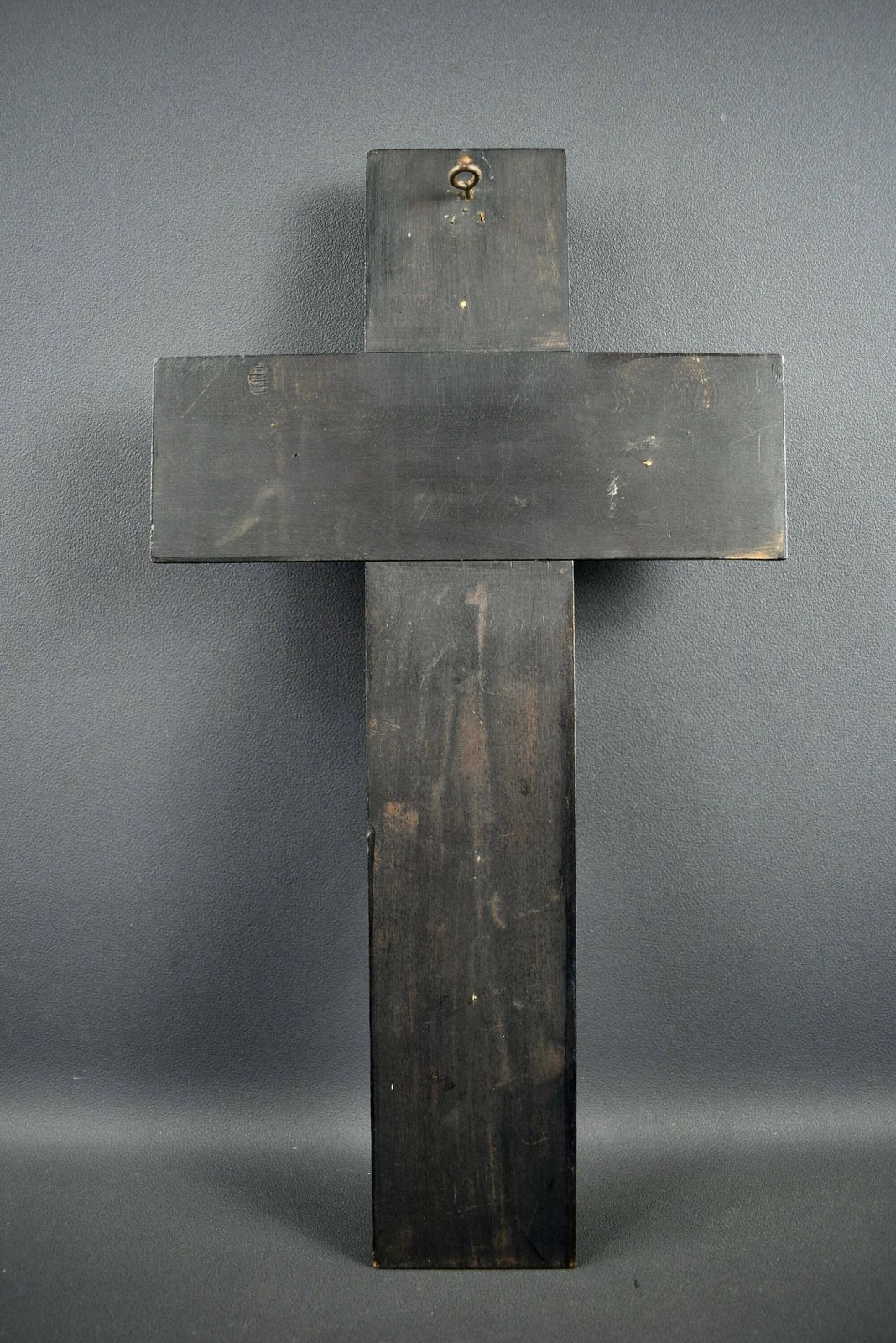photo for sale Large French Antique Hand Carved Wood Wall Cross Crucifix