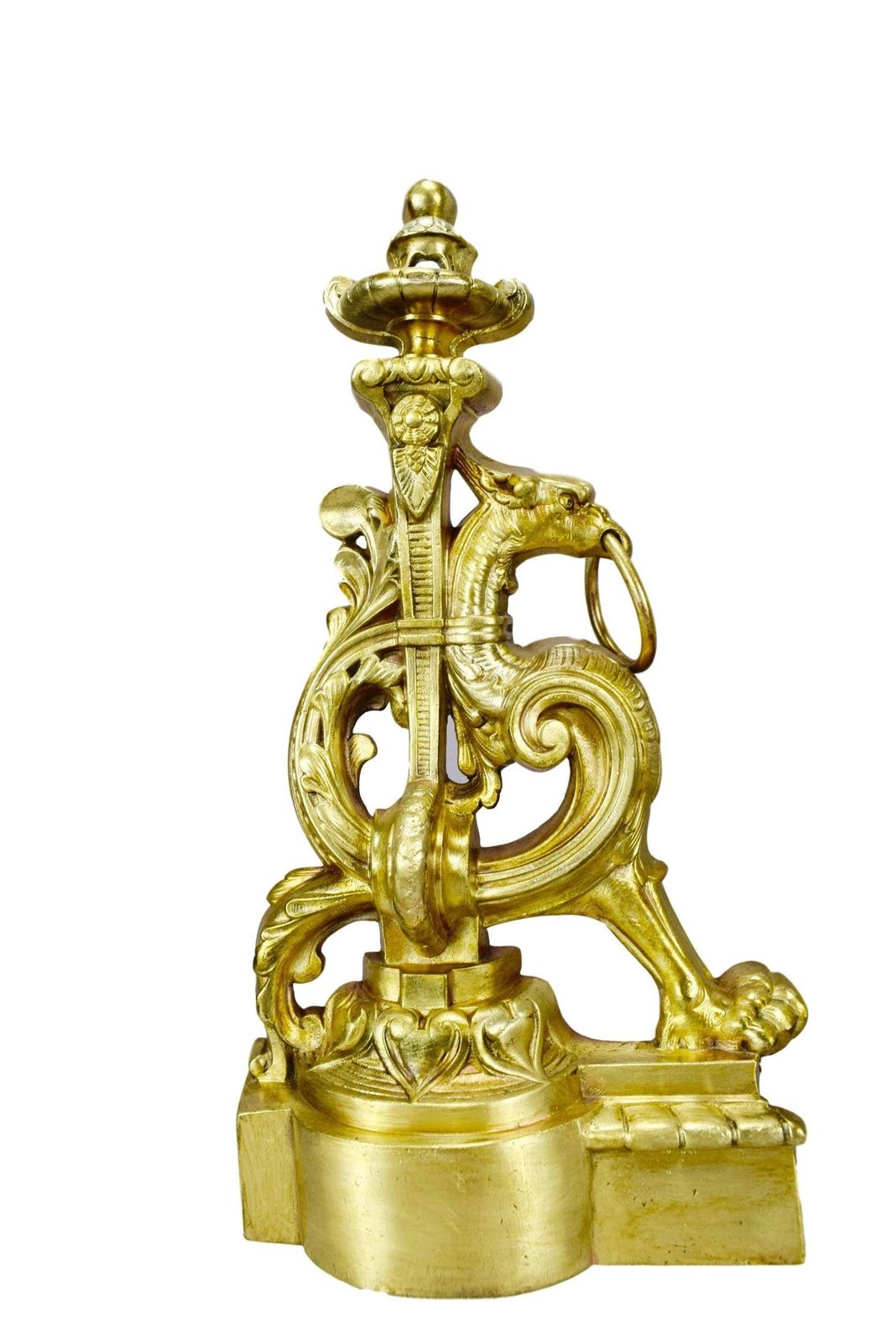 French Antique Bronze Griffin Andirons Chimera photo 391.0