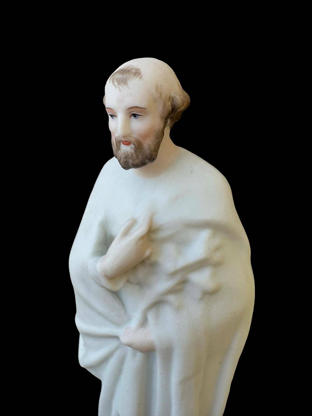 Antique French Saint Joseph Paris Porcelain Statue Figurine 19th photo vinterior