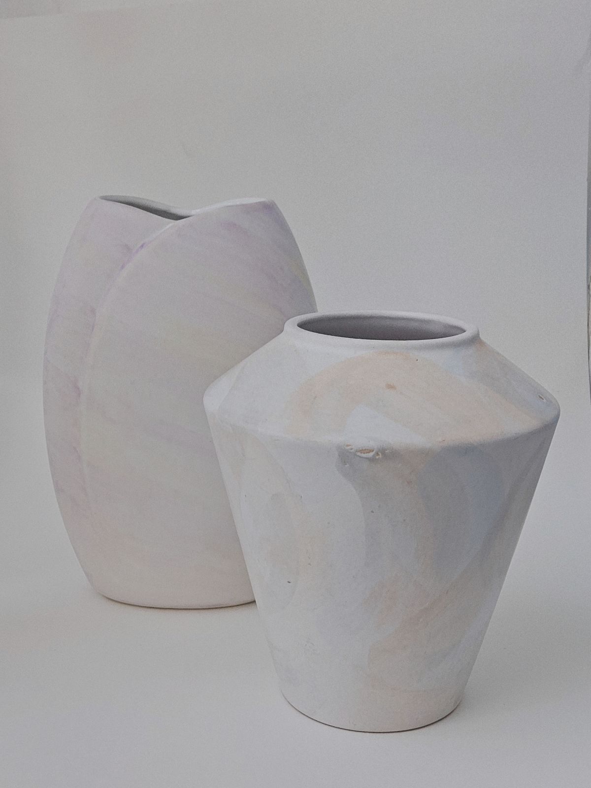 Pair Of Neutral 1980s Paintbrush Vases photo for sale