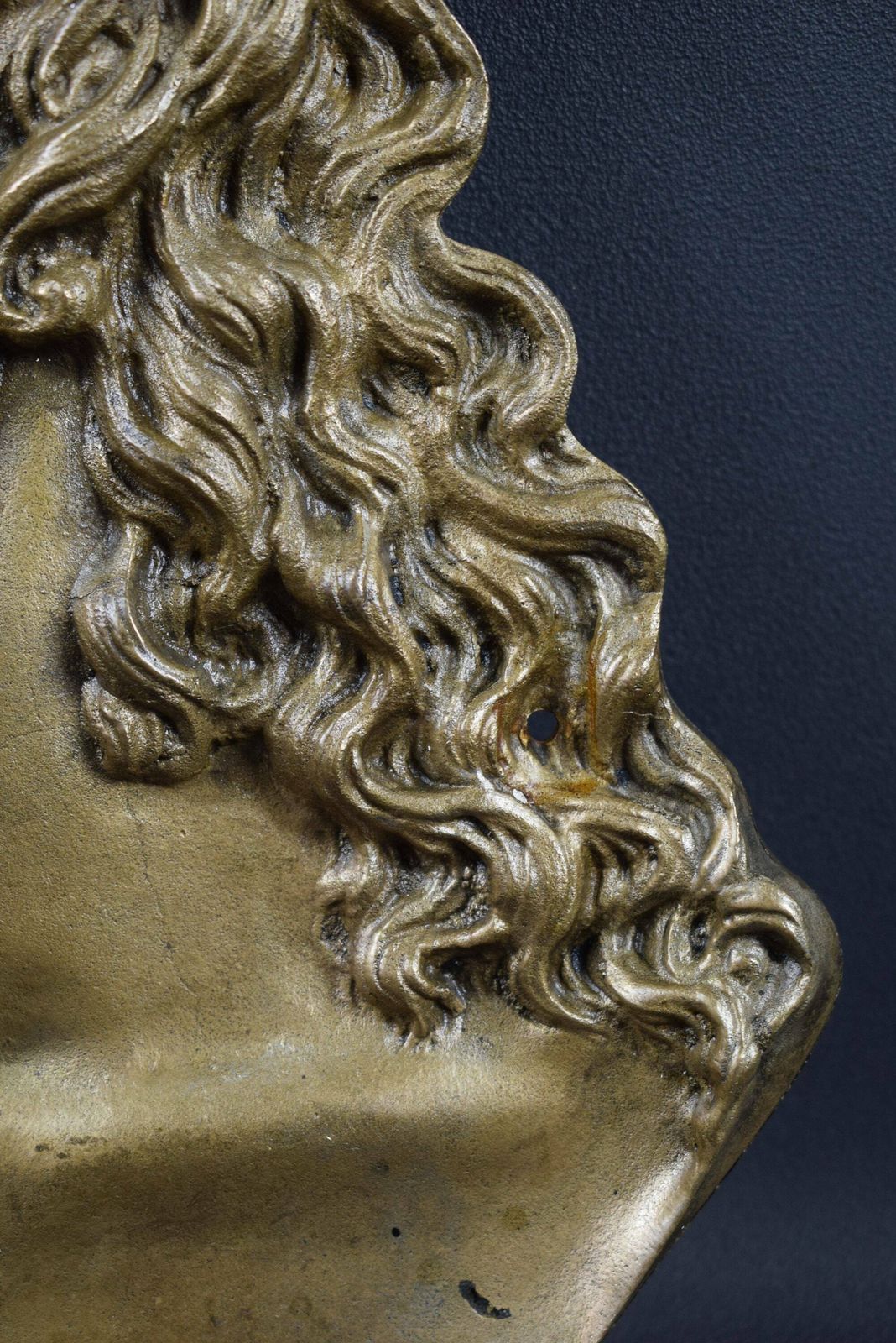 French Antique Religious Jesus Christ Bronze Plaque photo for sale