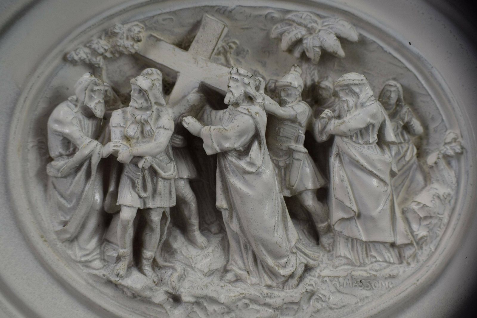 French Antique Religious Frame Jesus Carrying The Cross By Masson Napoleon III Frame photo furniture
