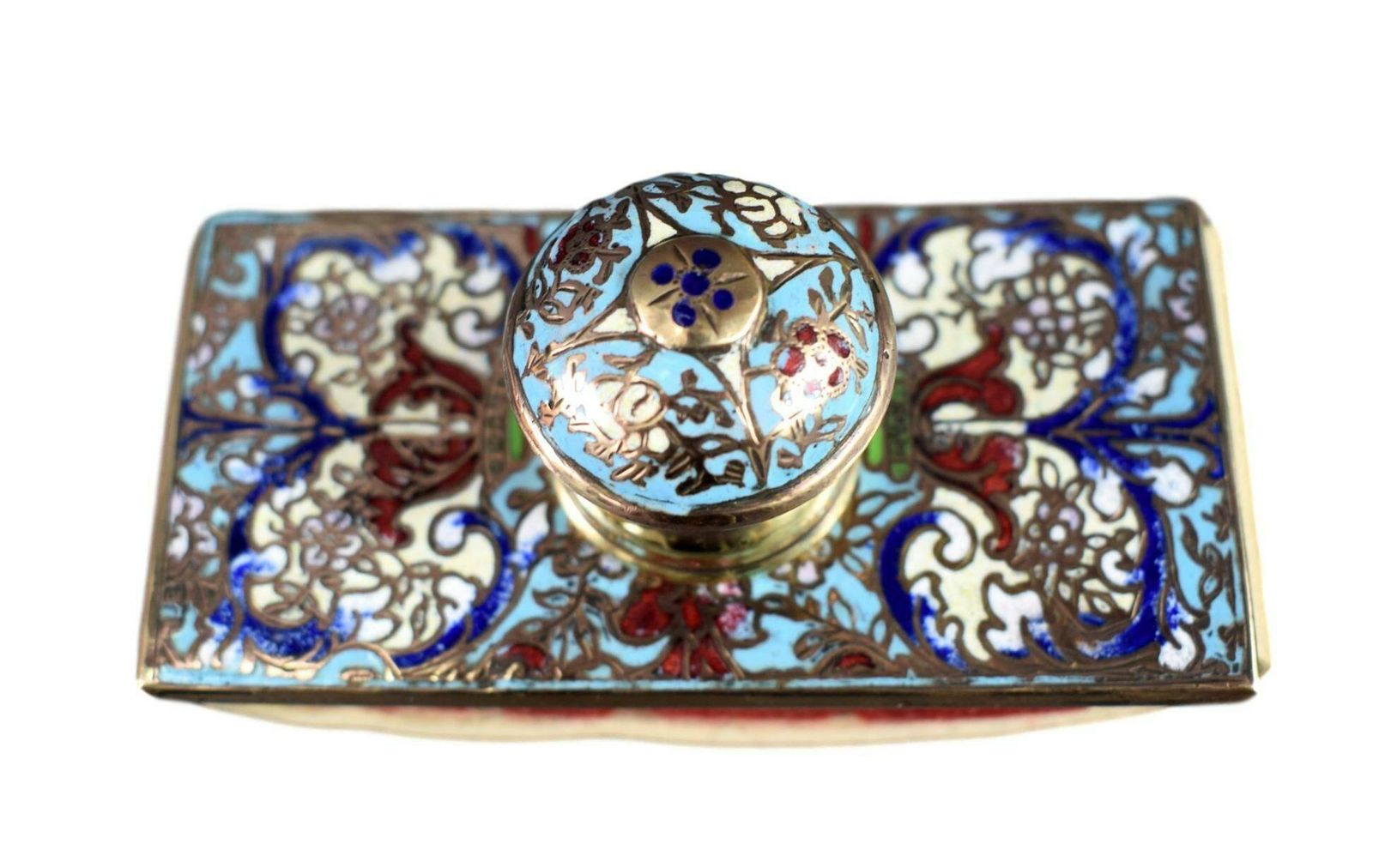 Antique French Enameled Cloisonne Bronze Letter Holder Blotter Holder photo buy