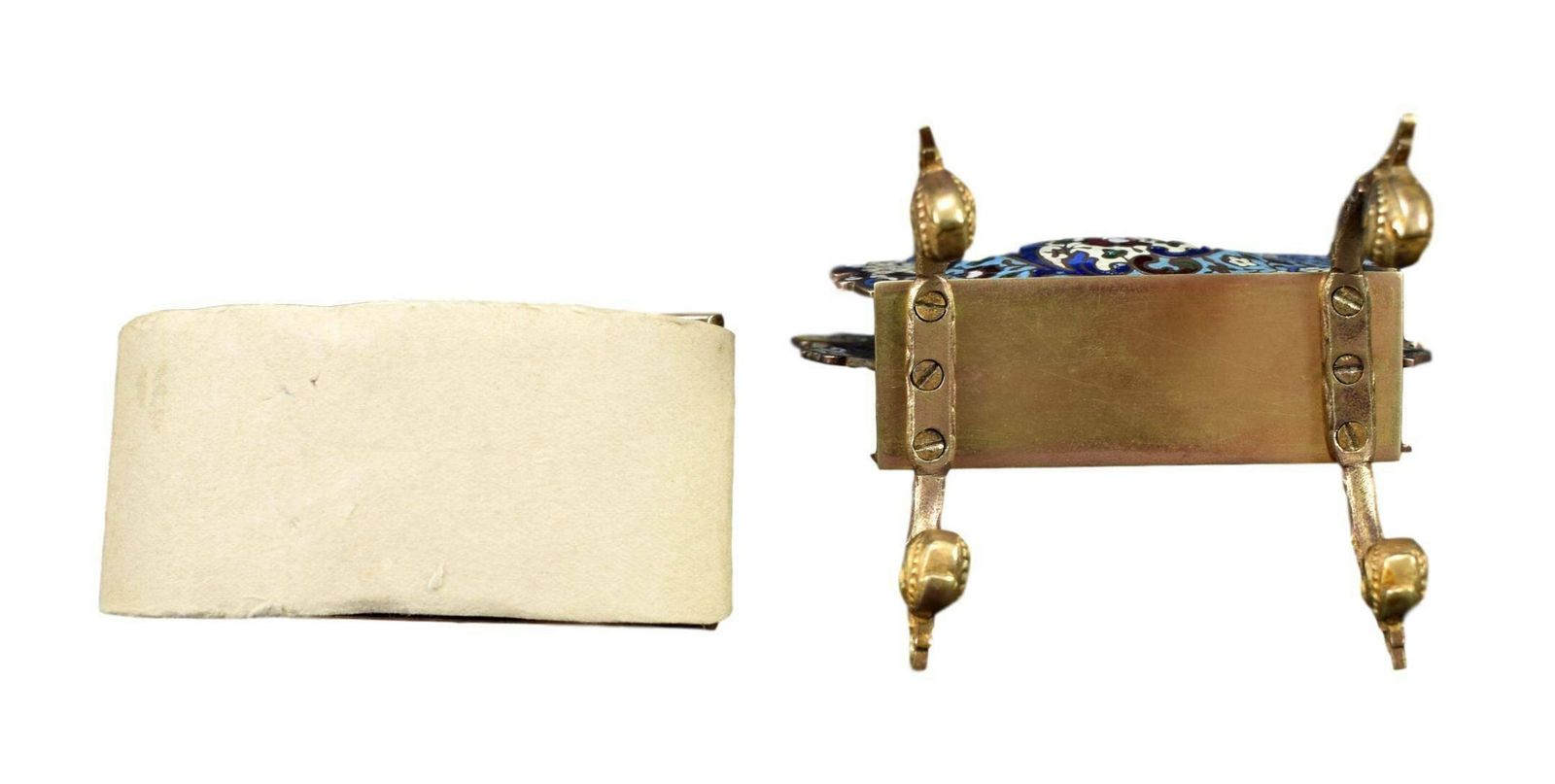 photo furniture Antique French Enameled Cloisonne Bronze Letter Holder Blotter Holder