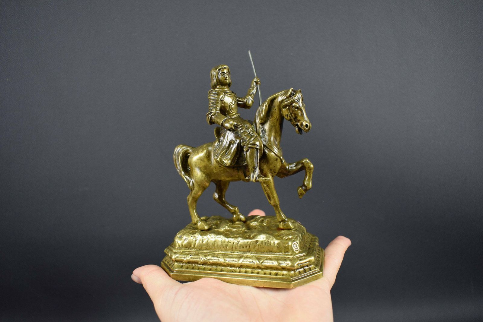 photo furniture Saint Joan Of Arc On Horse Statue Vintage Bronze