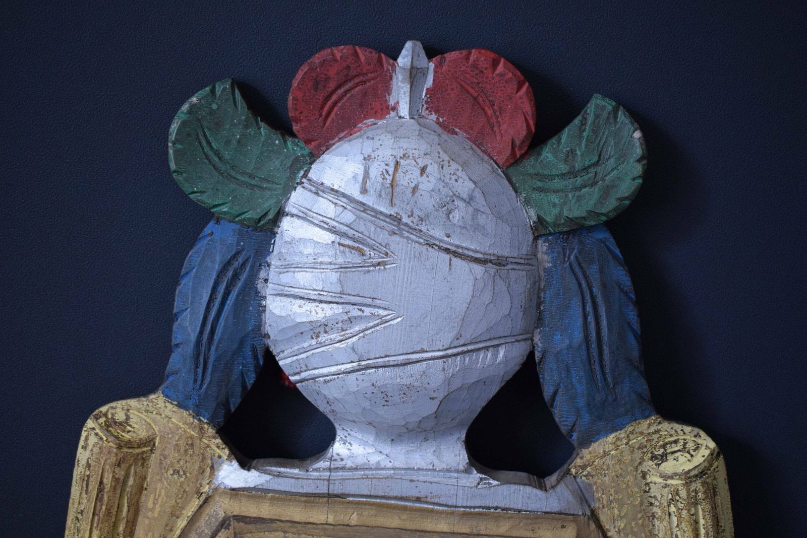 Antique Carved And Painted Wood Wall Coat Of Arms Crest photo Art