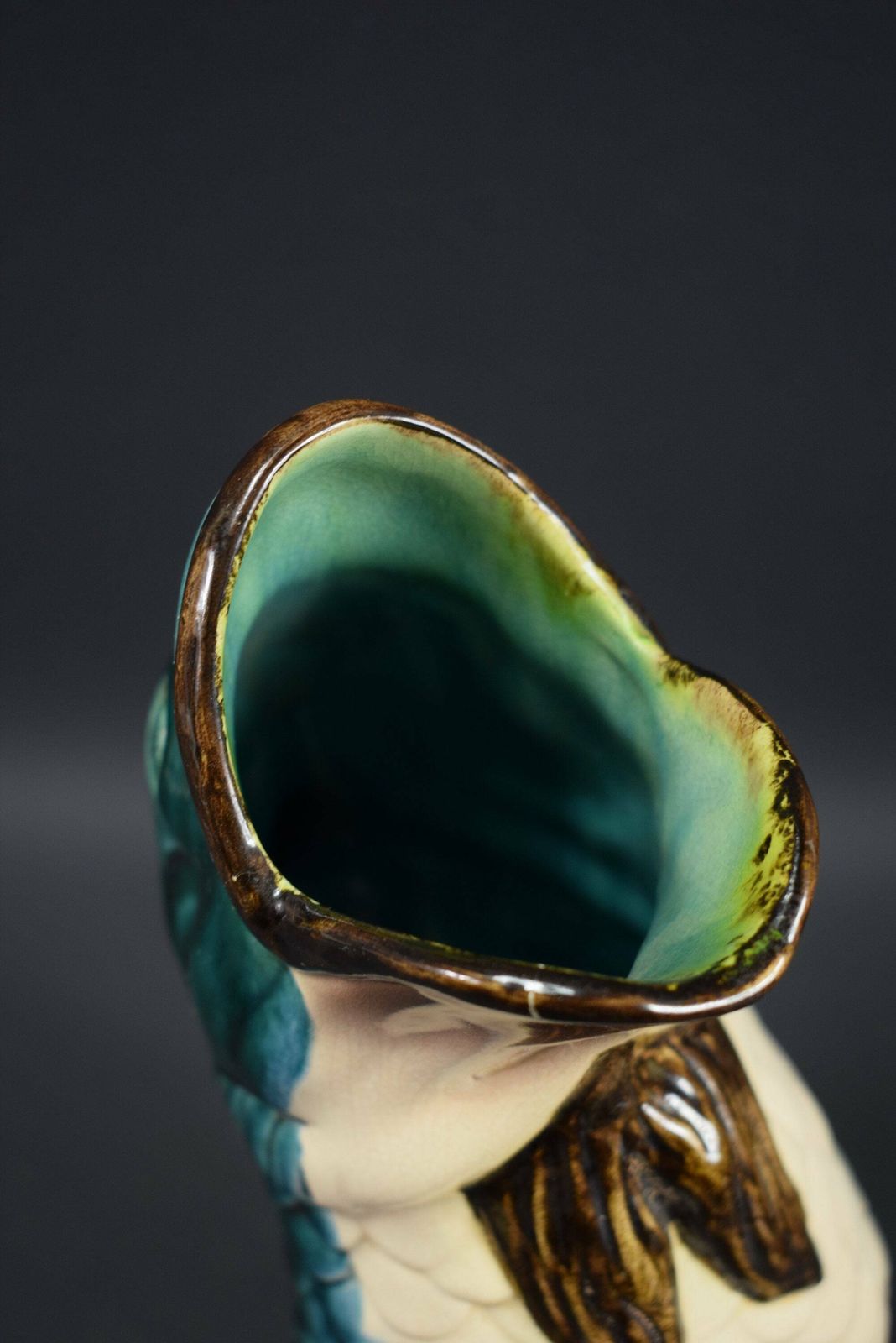 Antique French Majolica Gurgling Fish Pitcher Jug Vase photo buy