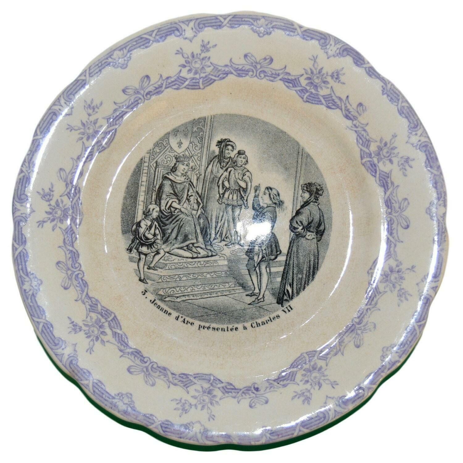French Antique Set Of Three Saint Joan Of Arc Life Plates By Choisy Le Roi photo furniture