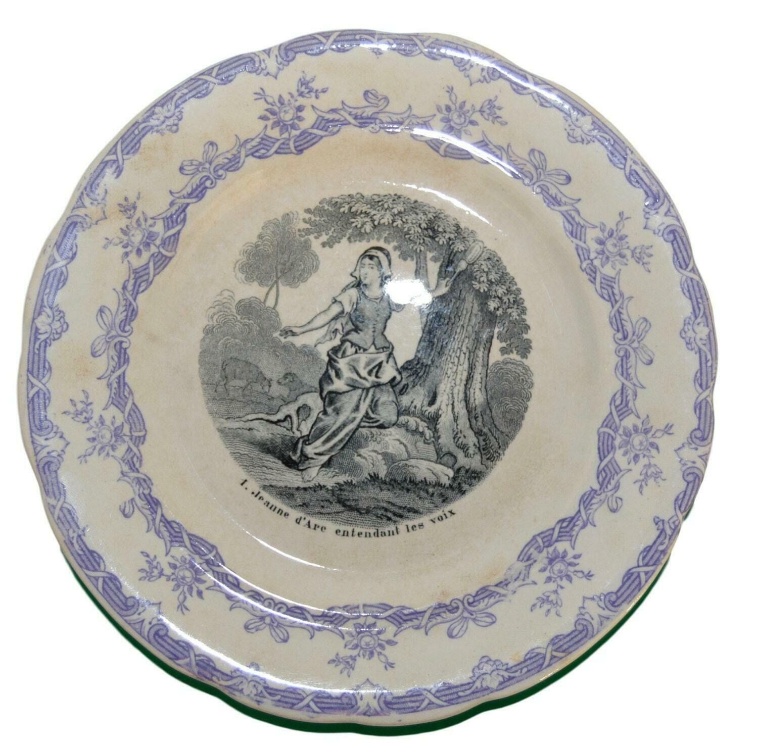 French Antique Set Of Three Saint Joan Of Arc Life Plates By Choisy Le Roi photo Home Decor