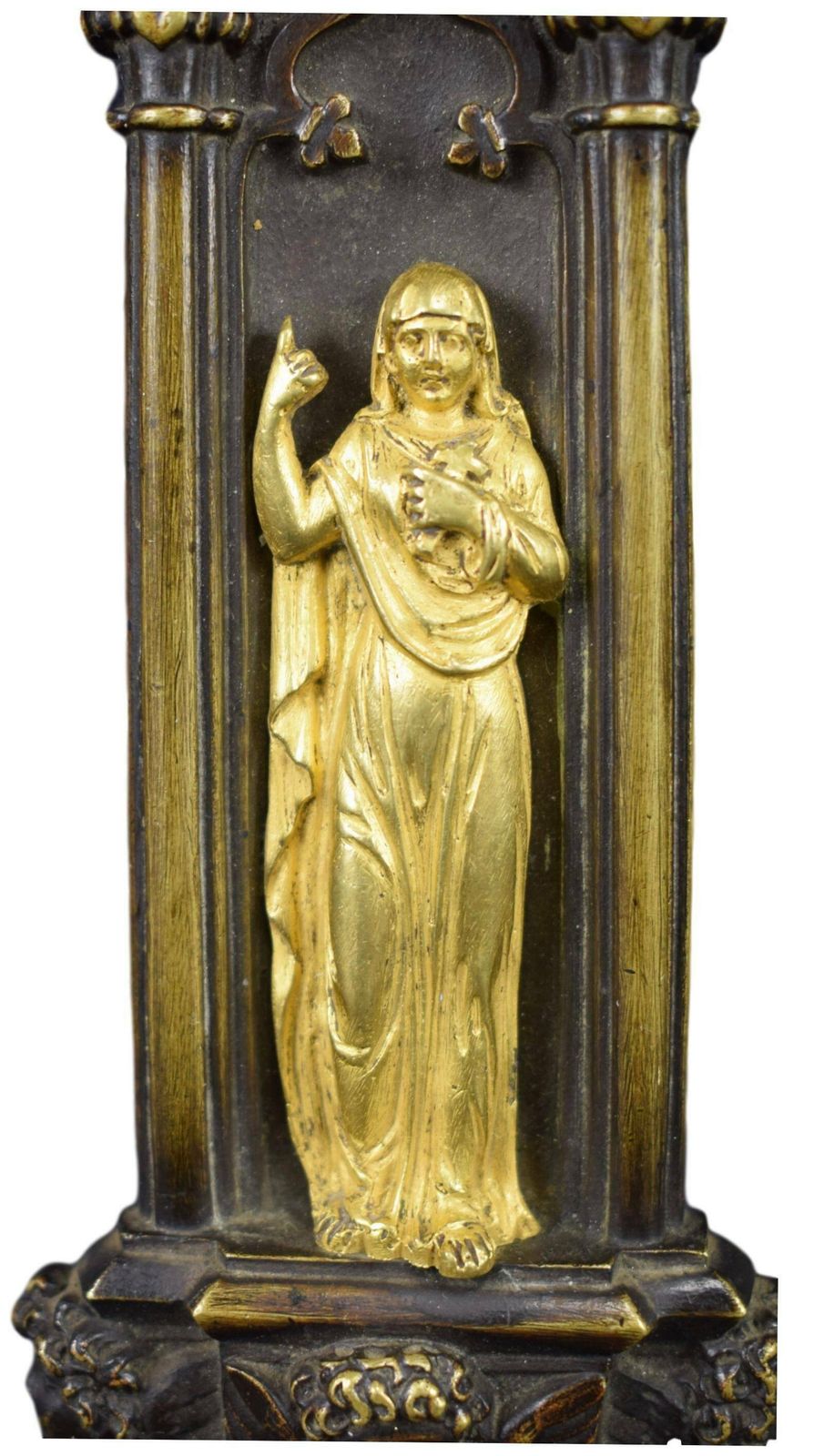 Antique French Bronze Virgin Mary Wall Plaque photo furniture