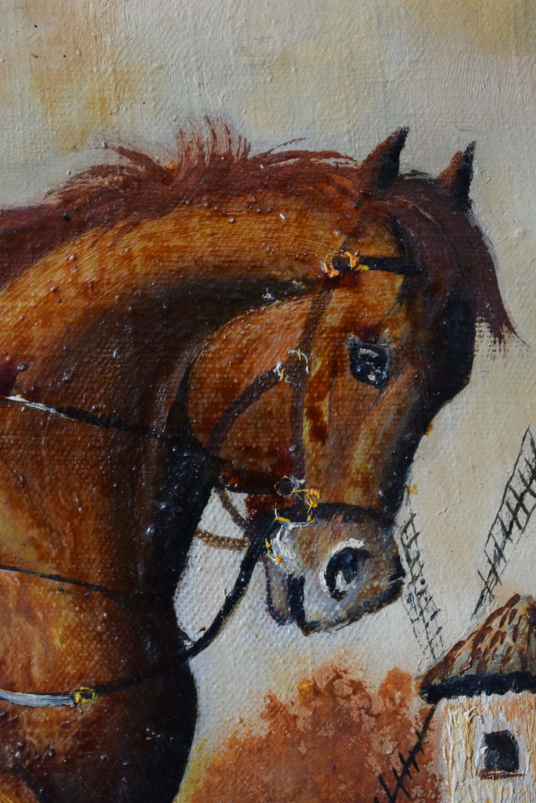 Antique French Oil Painting On Canvas Hunting Picture Hunter Horse And Hunting Dog Framed photo Art