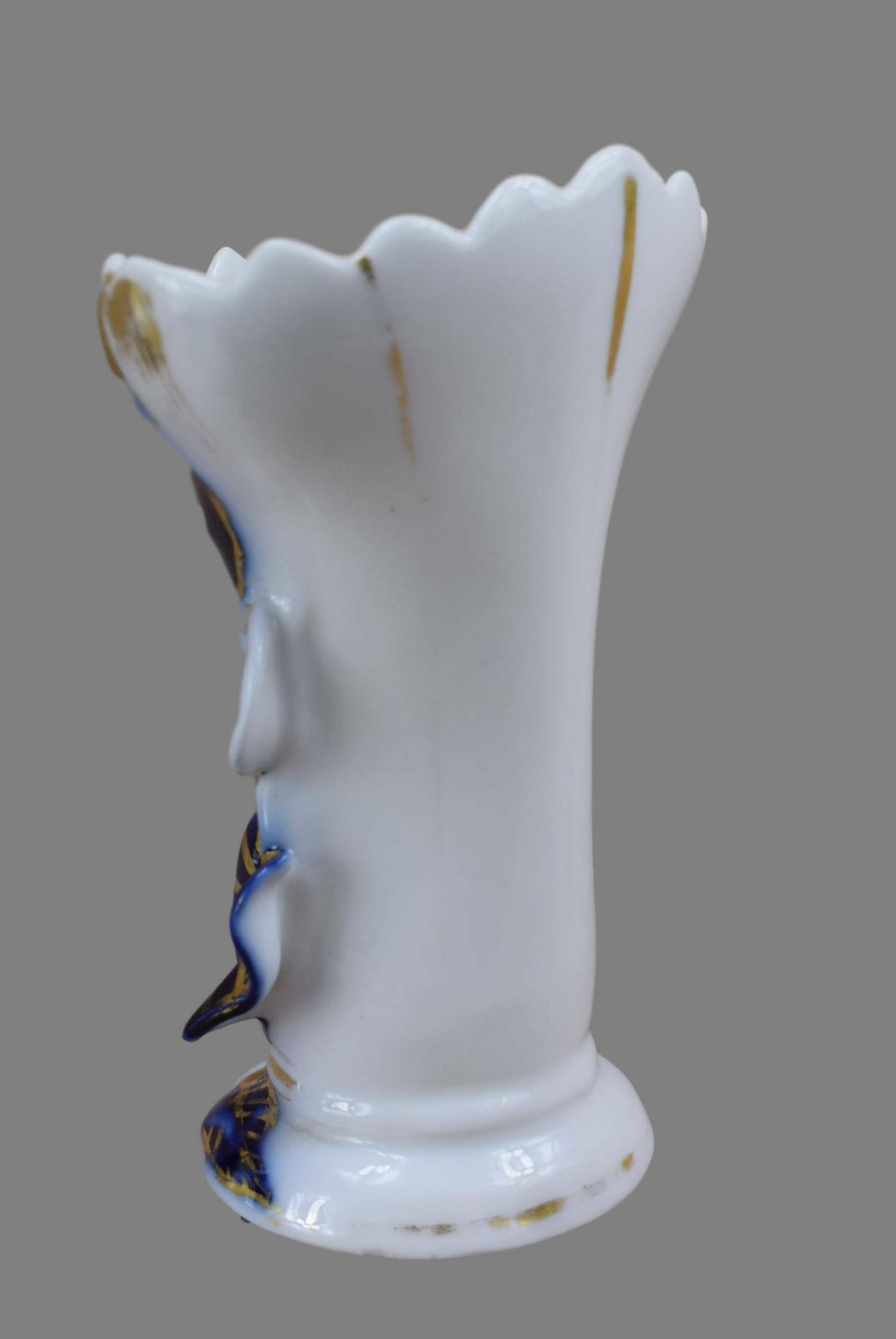 French Antique Valentine Porcelain Vase, Wedding Bride Married Vase, Hand Painted White Cobalt Blue Gold Vase photo buy