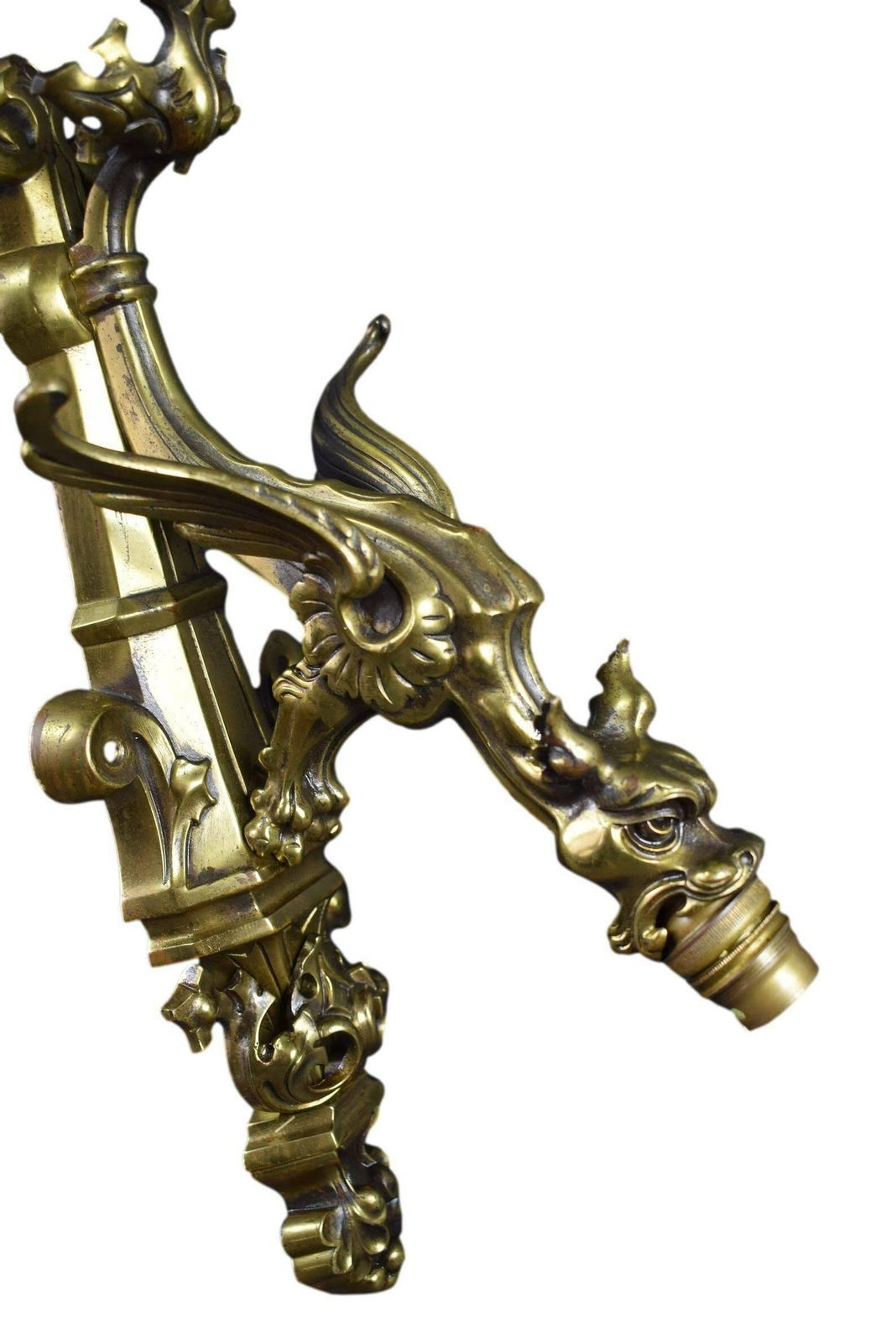 1930's French Antique Pair Of Gothic Wall Sconces Chimera Griffin Vintage photo vintage