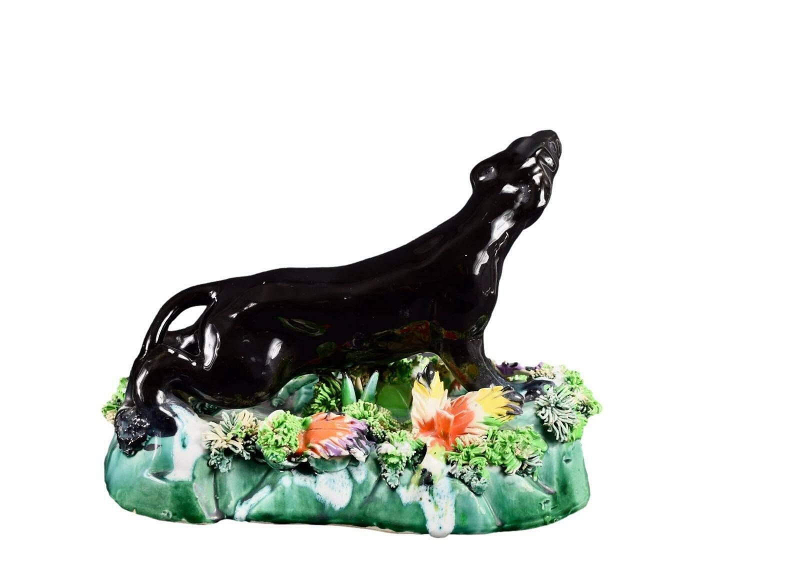 Rare Vintage Vallauris Faience Panther Sculpture photo 355.0