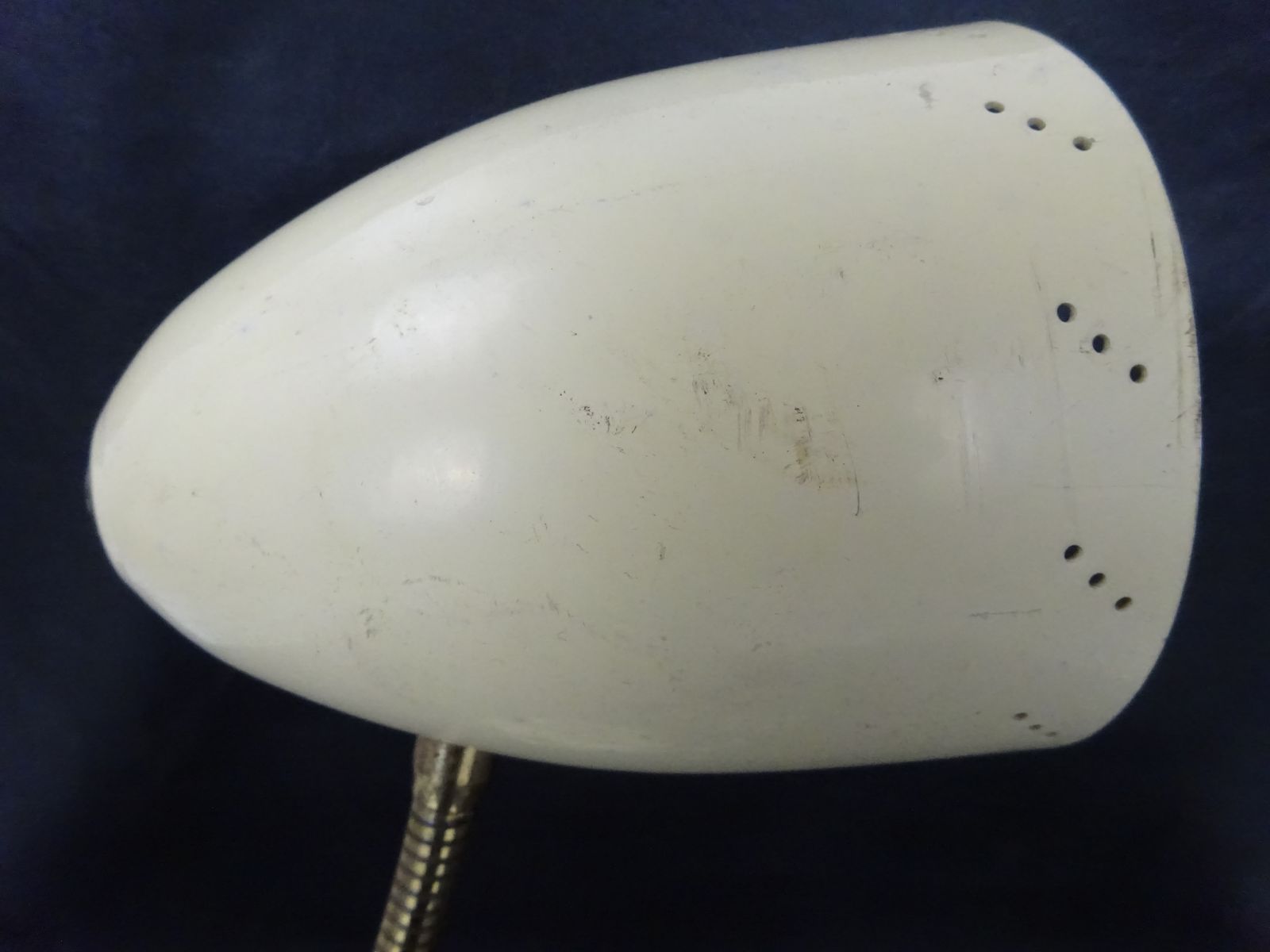 photo for sale Mid Century European Cream Enamelled Metal Goose Neck Lamp