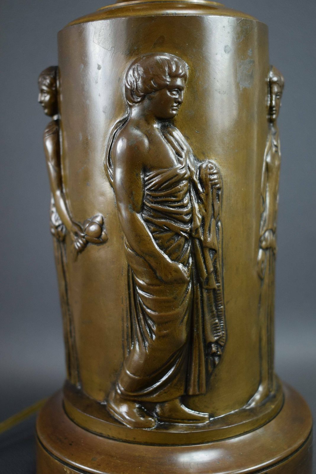 19th Ferdinand Barbedienne Antique French Bronze Electrified Oil Lamp Base photo 560.0