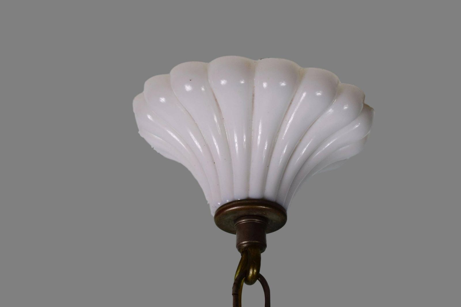 French Vintage White Opaline Chandelier 5 Lights photo 532.0