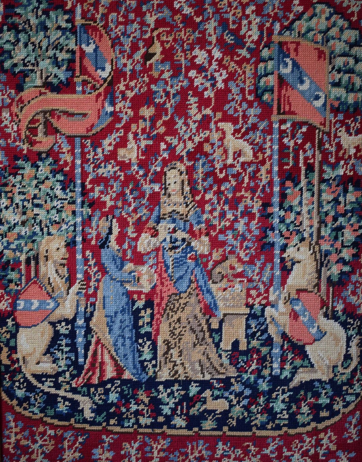 The Lady And The Unicorn Taste Needlepoint Wool Canvas Tapestry Wall Hanging Canvases photo furniture