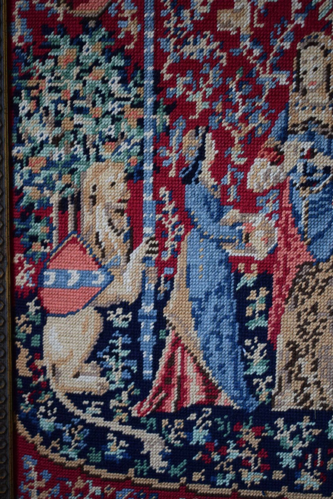 The Lady And The Unicorn Taste Needlepoint Wool Canvas Tapestry Wall Hanging Canvases photo for sale