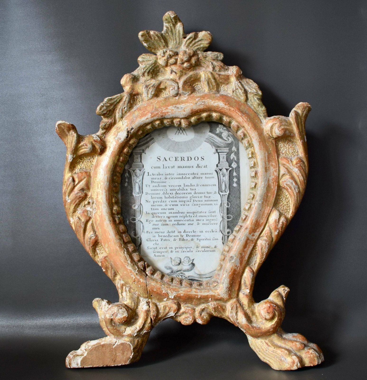 18th Antique French Carved Gilt Wood Photo Frame