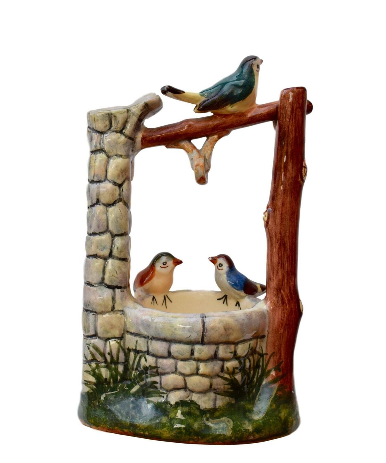 Jerome Massier Antique French Vallauris Majolica Bird Wishing Well Centrepiece photo 266.0