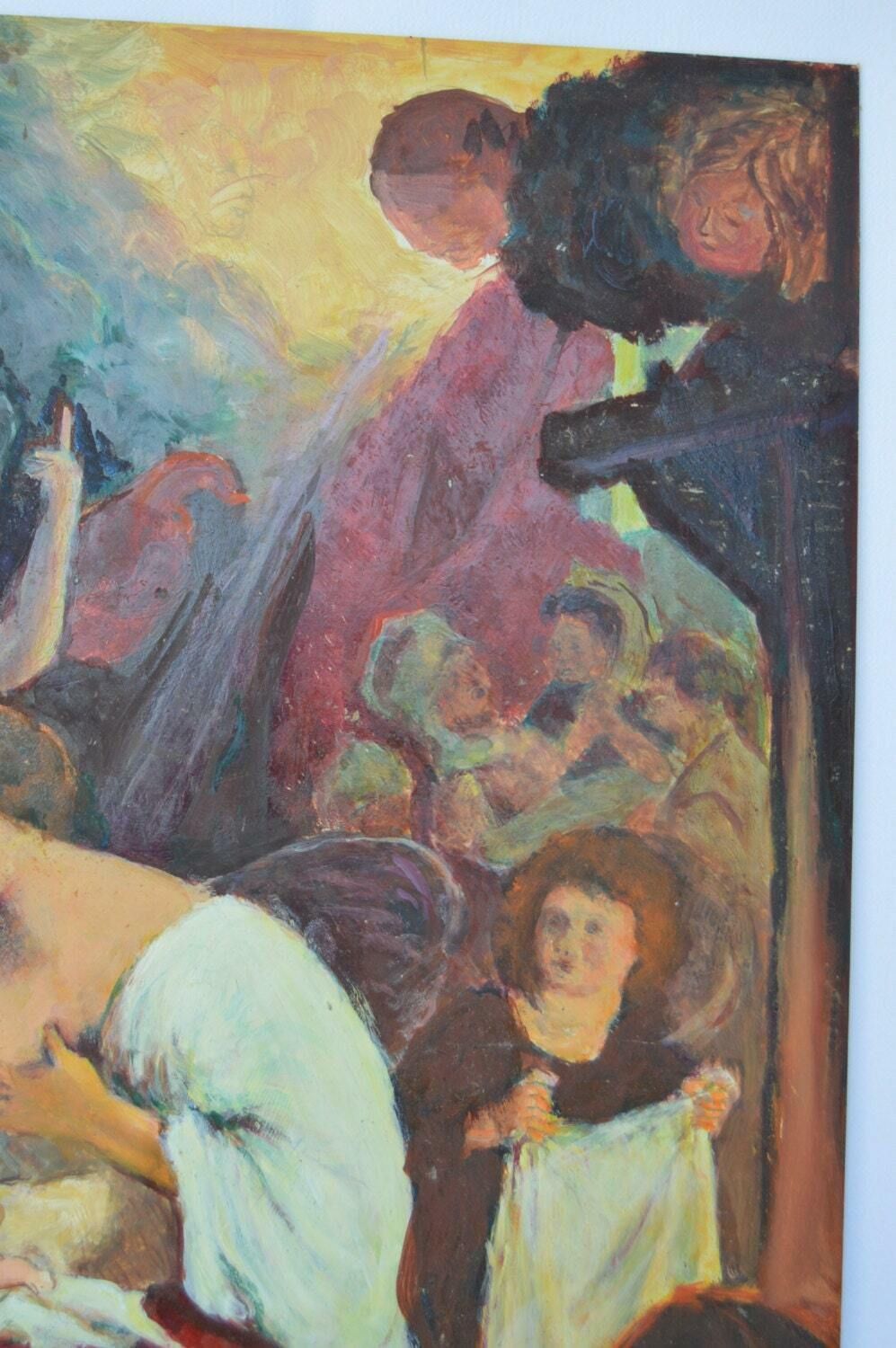 French Religious Oil Painting Henri Sigaud The Nativity photo for sale
