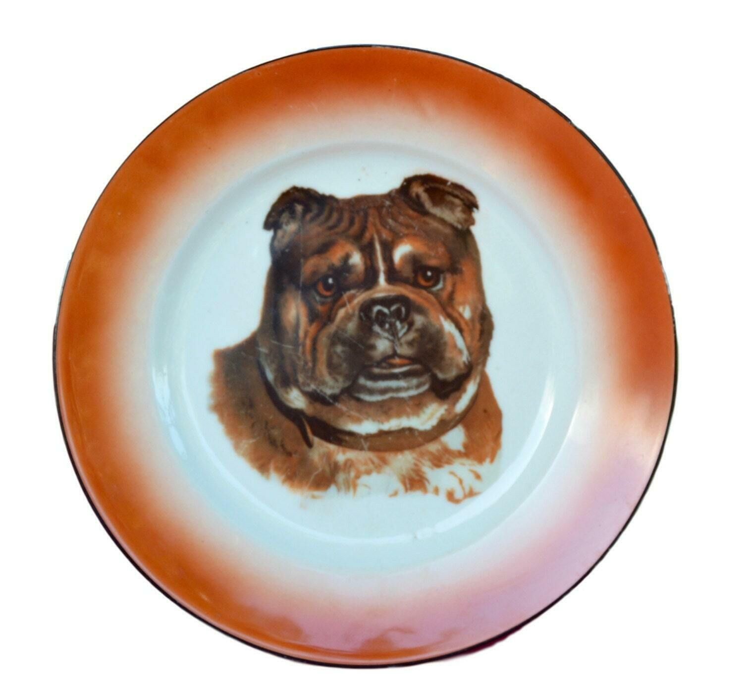 Dog Wall Large Plate   French Decorative Porcelain Plate   Bulldog Portrait   Hunting Game