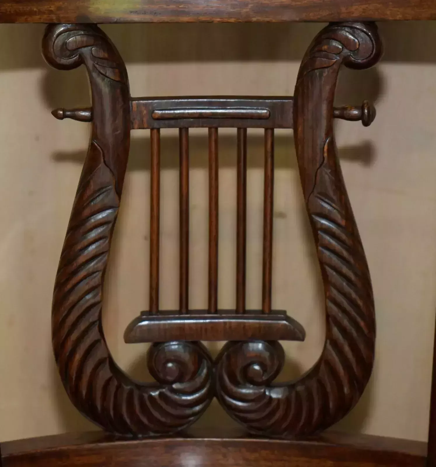 Exquisite Solid Mahogany Brown Leather Antique Musicians Chair Height Adjustable photo 1850.0