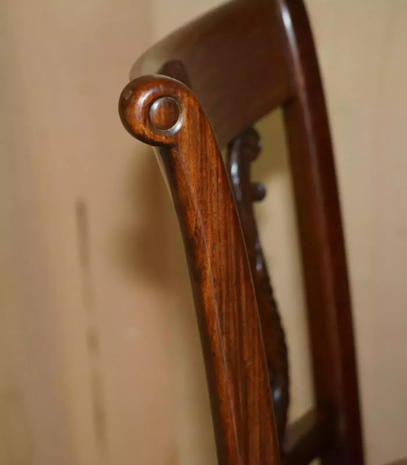 photo vinterior Exquisite Solid Mahogany Brown Leather Antique Musicians Chair Height Adjustable