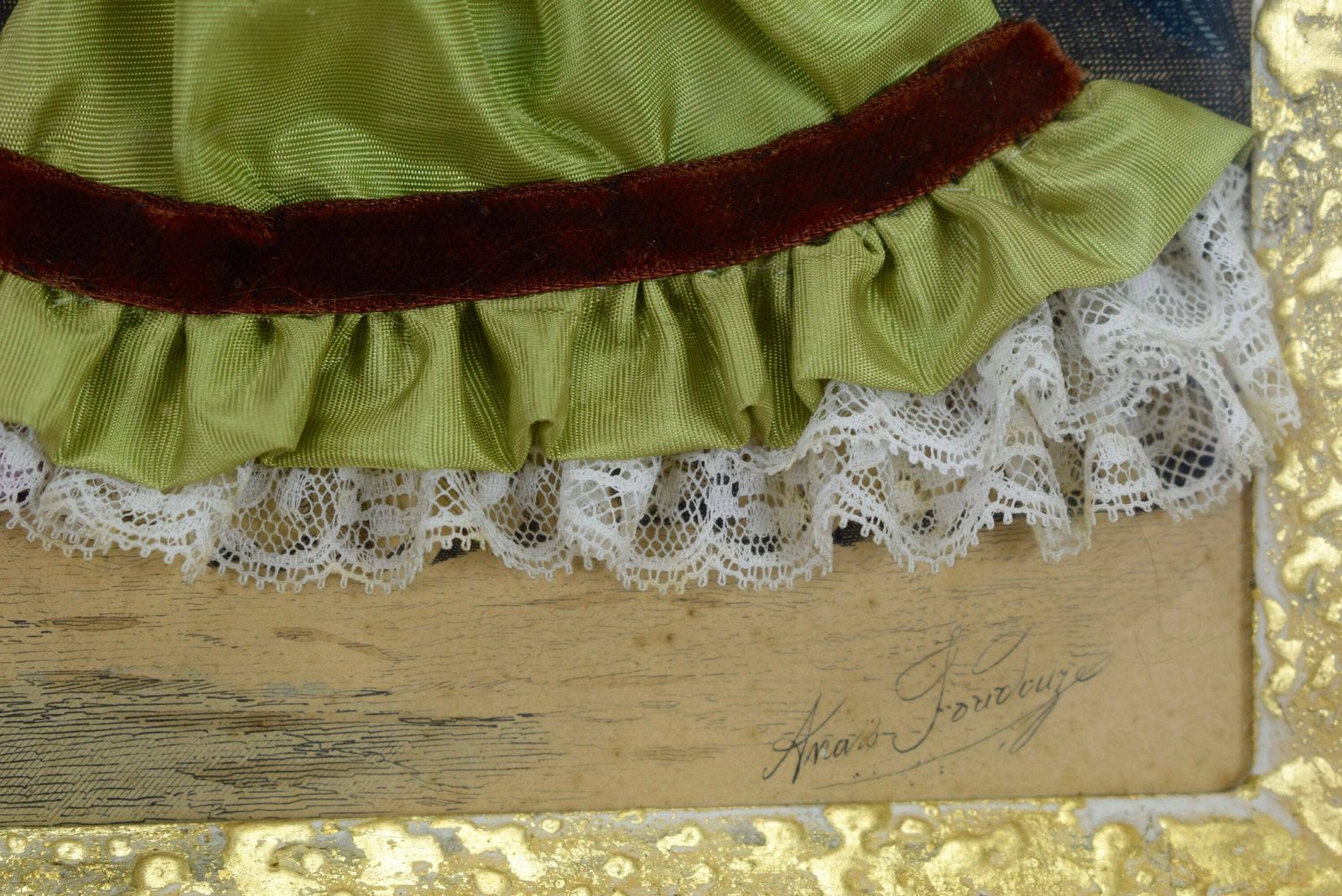 French Antique Framed Paris Fashion Engraving By Anaïs Toudouze photo 178.0