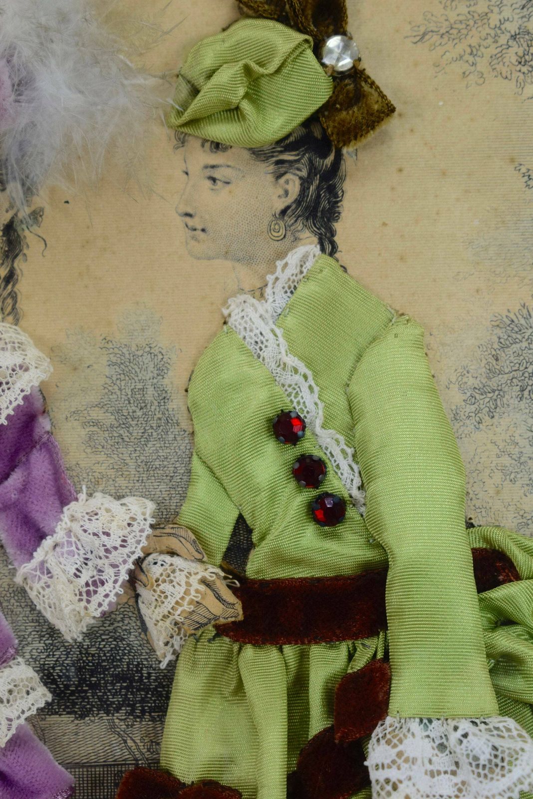 French Antique Framed Paris Fashion Engraving By Anaïs Toudouze photo vinterior