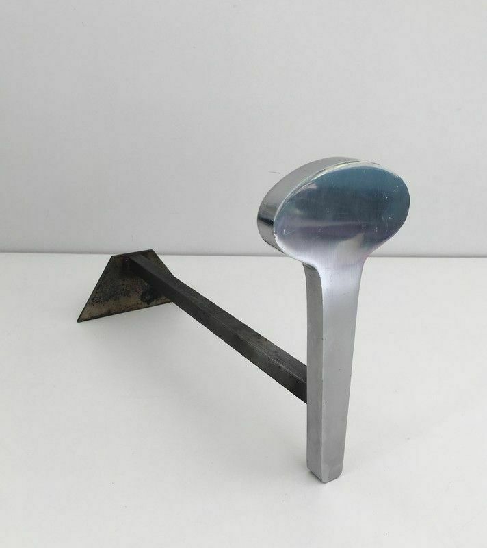 Pair Of Modernist Andirons In Chromed Steel And Wrought Iron photo vinterior