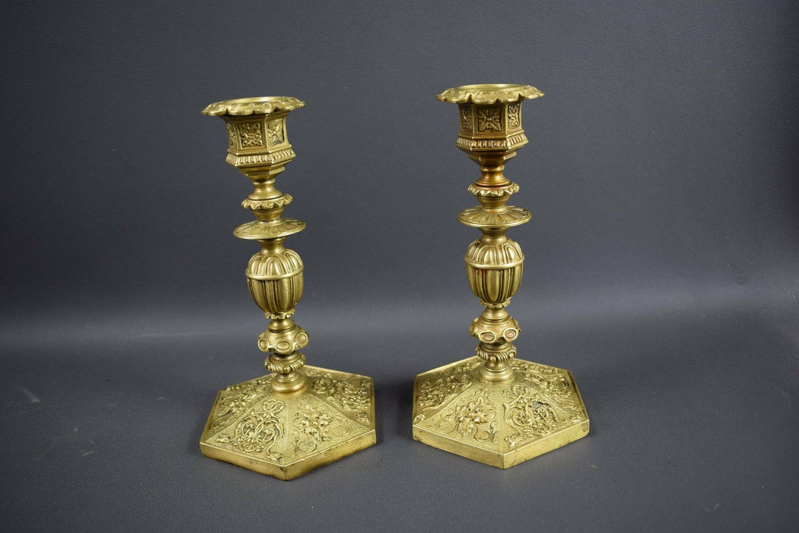 Antique French Pair Of Bronze Candle Holder Napoleon III 19th