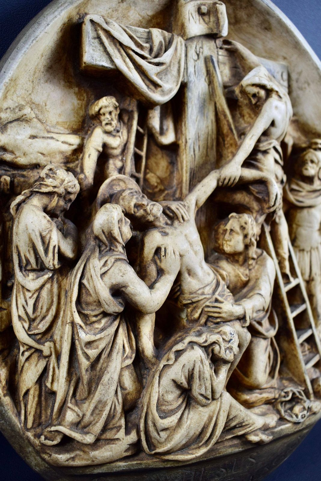 French Antique Religious Wall Plaque The Descent From Cross photo buy