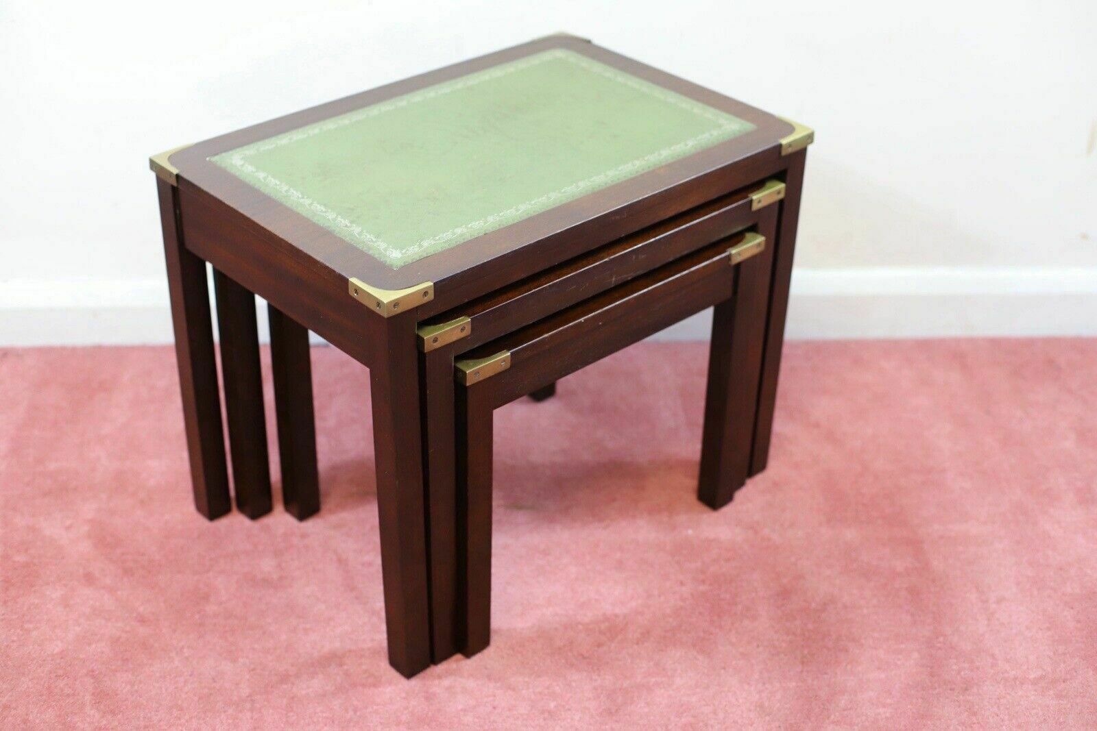 Lovely Campaign Style Nest Of Three Tables photo for sale