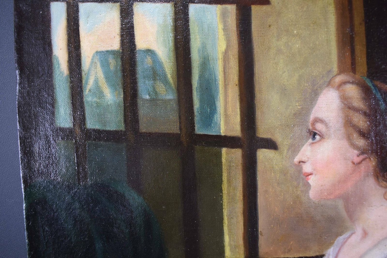 Antique French Oil Painting On Canvas Queen Mary Antoinette Signed 19th photo buy