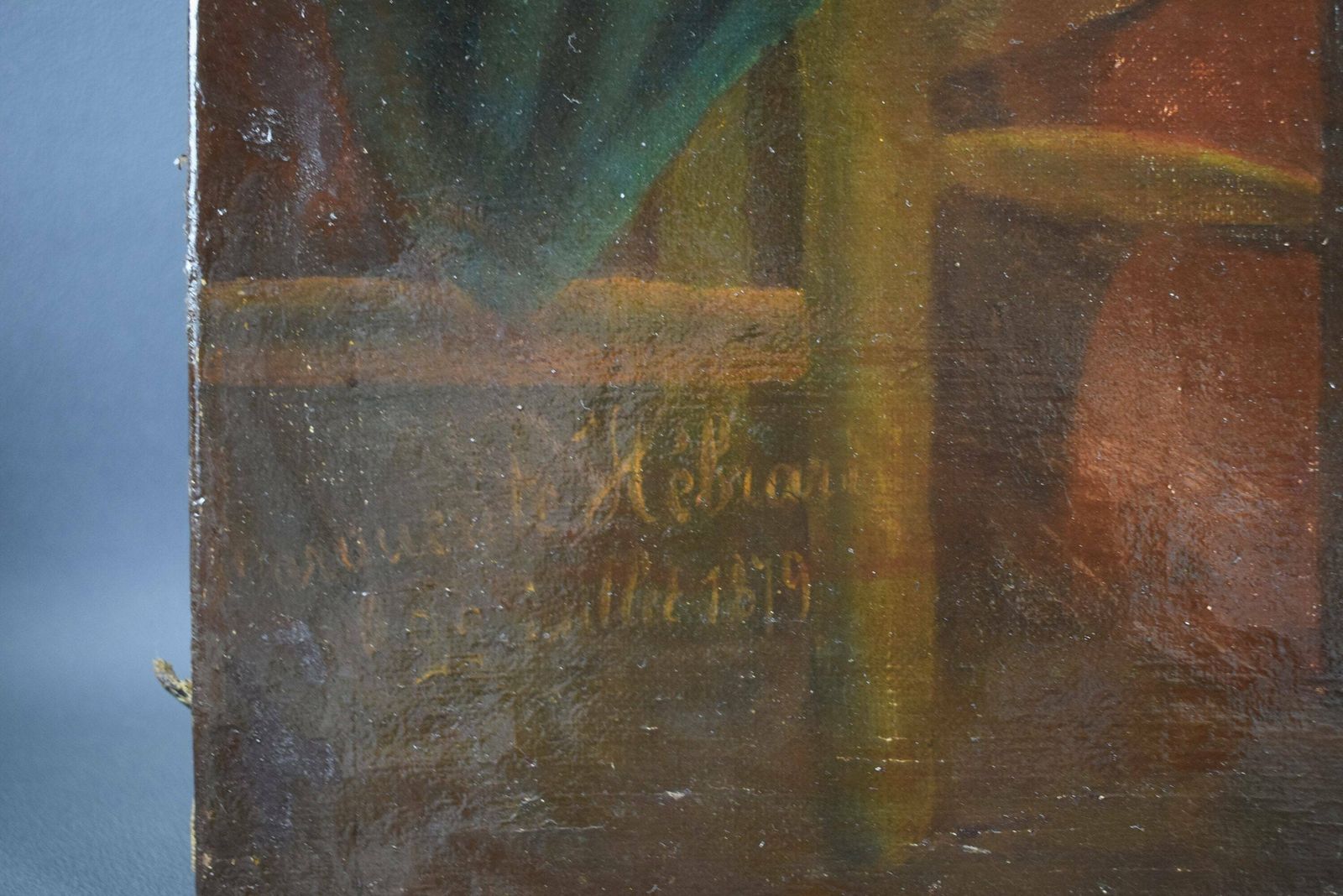 Antique French Oil Painting On Canvas Queen Mary Antoinette Signed 19th photo vintage