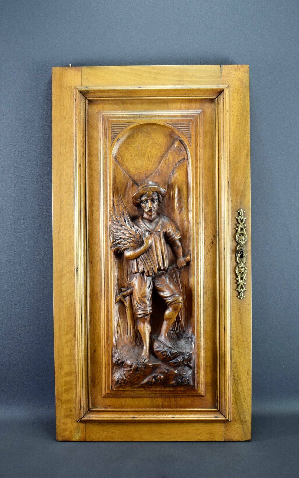 French Antique Architectural Hand Carved Wood Cupboard Door