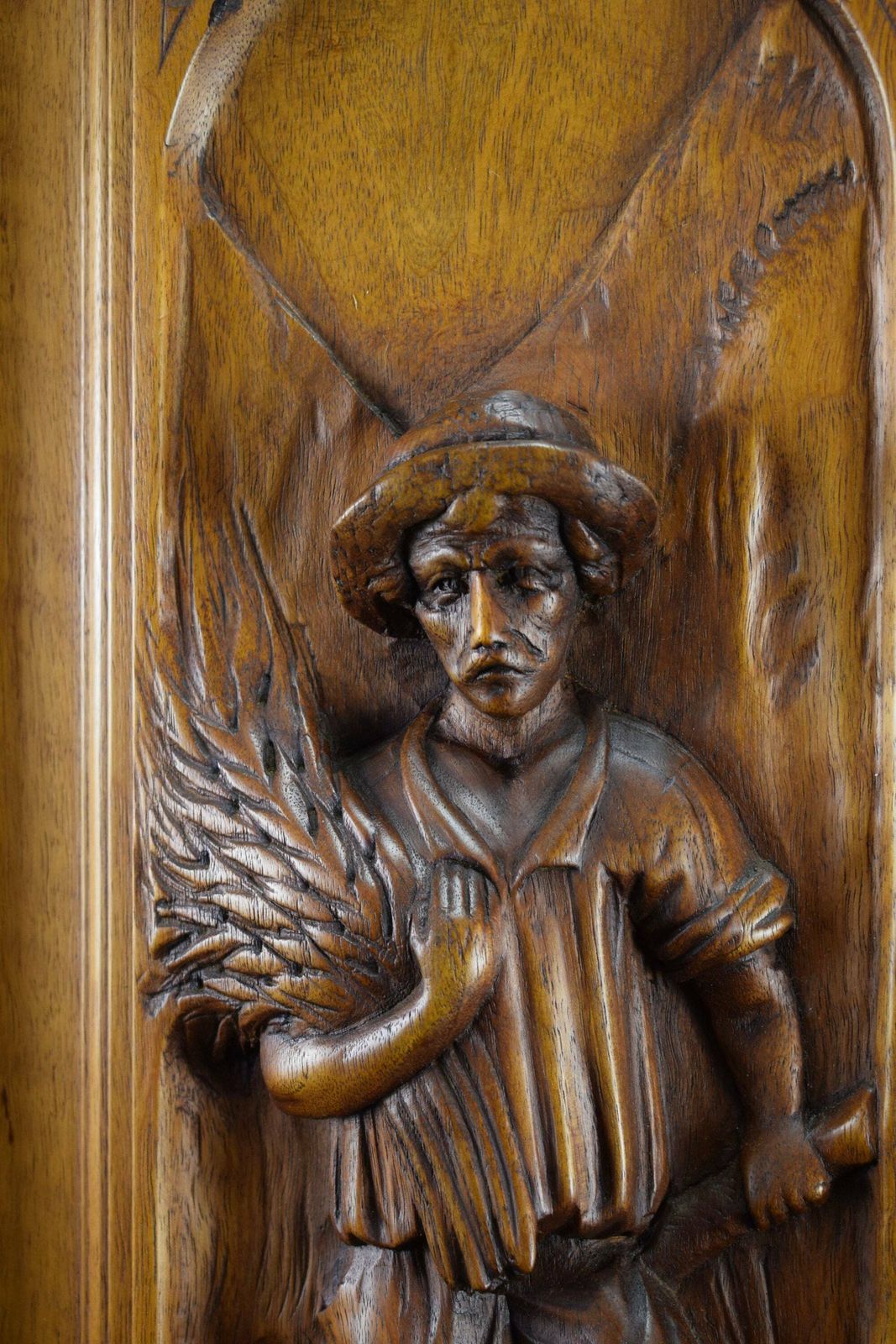 French Antique Architectural Hand Carved Wood Cupboard Door photo for sale